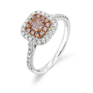 GIA-18K白色黃金咕臣形粉紅鑽石戒指